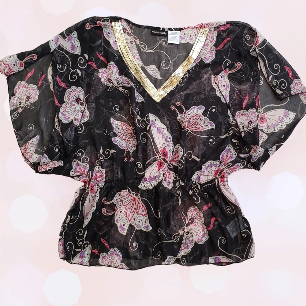 SOLD Y2K vintage Mary Kate and Ashley flutter sleeve Butterfly blouse